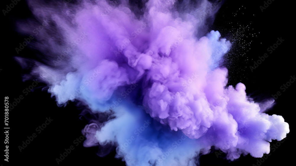 Fioletowy i niebieski dym eksplozja  - obrazy, fototapety, plakaty 