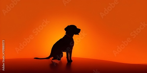 Orange gradient, wallpaper, abstract, Dog black silhouette minimalist attractive background