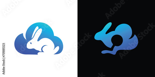 Rabbit and cloud logo design