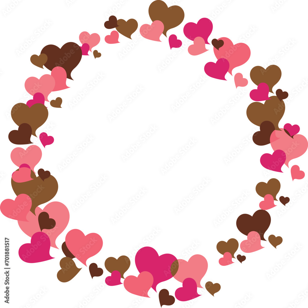 Round frame of cute little hearts 