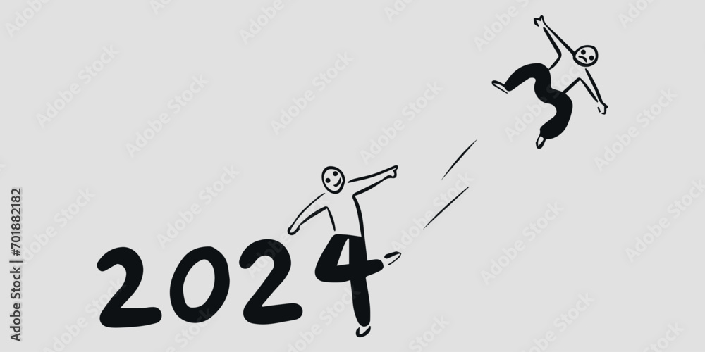 Creative design concept for the New Year 2024. The vector is drawn on a gray background. Creative design concept for the New Year 2024. The vector is drawn on a gray background.