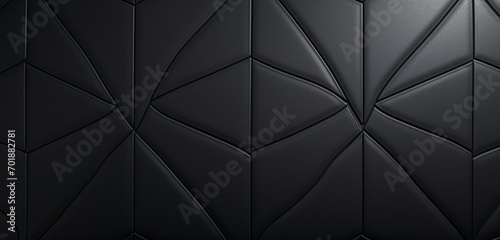 A sleek black leather 3D wall texture with subtle stitching photo