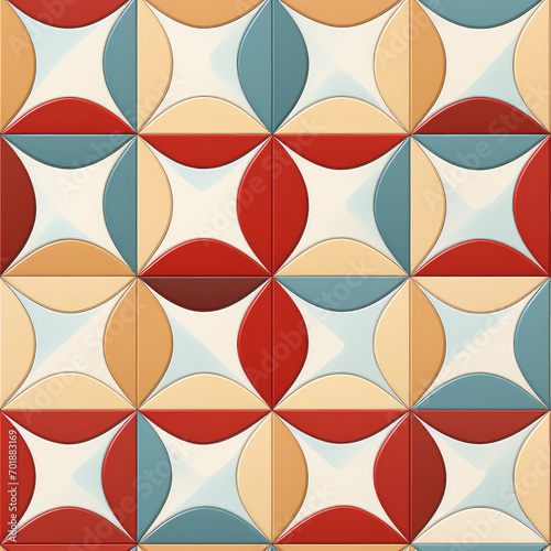 Seamless Geometric Abstract Pattern in retro Theme Colors, Perfect For Wallpapers, Backgrounds