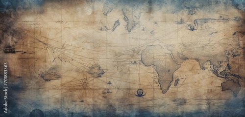 A 3D wall texture resembling a nautical map with old ship routes photo