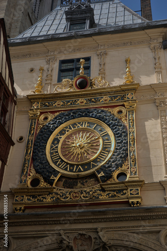 Gros Horloge in Rouen, monument in the gros horloge street in France, Normandy, Seine-maritime
