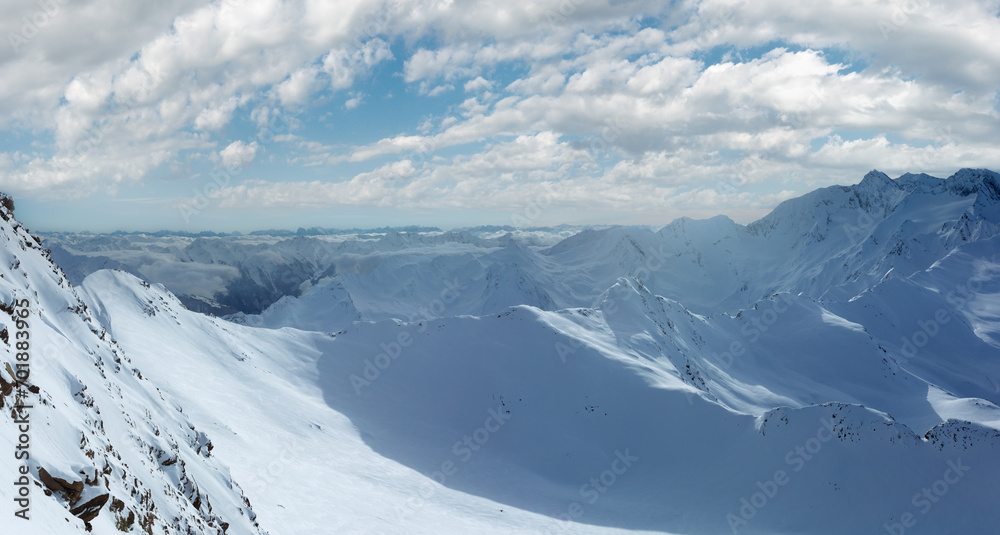 Dolomiten Alps winter view (Austria). Panorama. Dolomiten Alps winter view (Austria). Panorama.