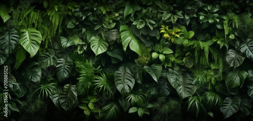 A 3D wall texture resembling dense lush green jungle foliage