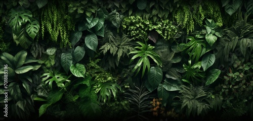A 3D wall texture resembling dense lush green jungle foliage