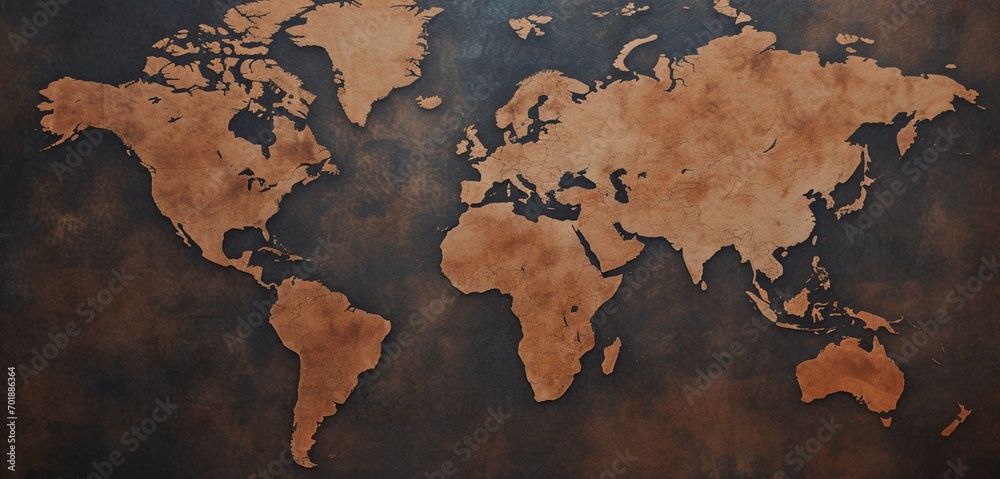 A detailed vintage world map design 3D wall texture background