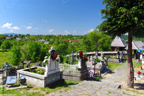 Wooden monastery Sf. Arhangheli from Manastirea Village, built in 1692, Maramures County, Romania, Europe photo