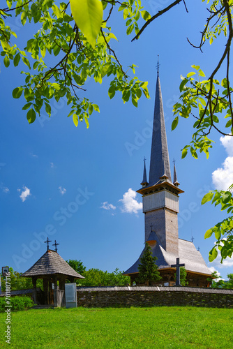 Wooden monastery Sf. Arhangheli from Manastirea Village, built in 1692, Maramures County, Romania, Europe photo