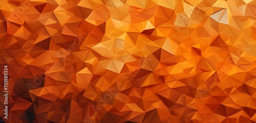 Abstract digital pixel design in a pattern of autumn leaves in shades of orange and brown on a 3D wall  signifying abstract digital pixel design