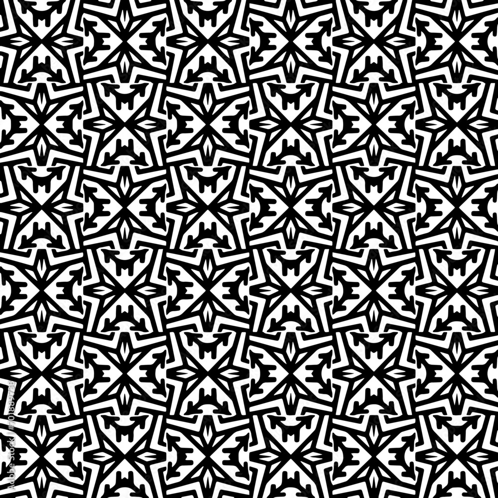 Abstract Shapes.Vector seamless black and white pattern.Design element for prints, decoration, cover, textile, digital wallpaper, web background, wrapping paper, clothing, fabric, packaging, cards.