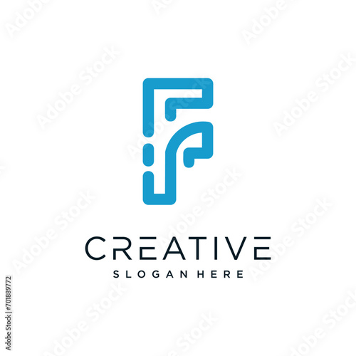 Letter F logo design with creative concept Premium Vector