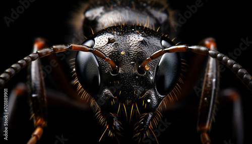 Macro frontal recreation of head of a black ant photo