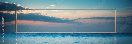 rectangular frame with sky on ocean horizon © petrovk