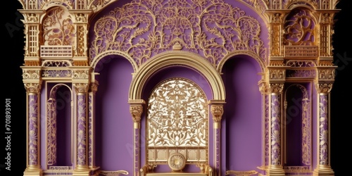 Door Design Indian and Arabic Style Purple Golden Yellow Color LED Wall VJ Created with Generative AI Technology