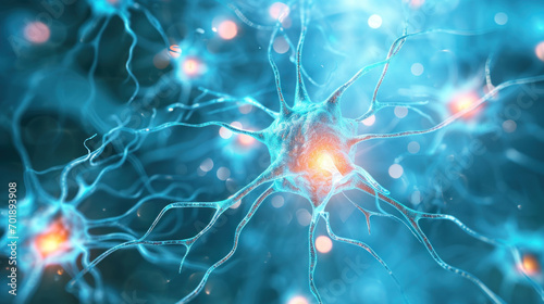 Abstract image of neurons, nerve cells - process of thinking concept photo