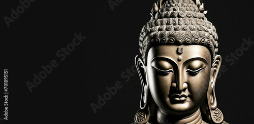 Buddha face on black background  Generative AI