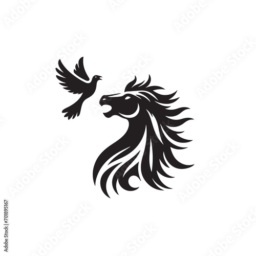 Wild Animal Silhouette - Majestic Black Vector Depiction of a Graceful Creature in the Shadows 