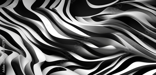 Abstract digital pixel design with a zebra stripe effect in black and white on a 3D wall  showcasing abstract digital pixel design