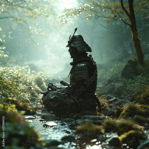 Solitude of the Samurai Meditating photo