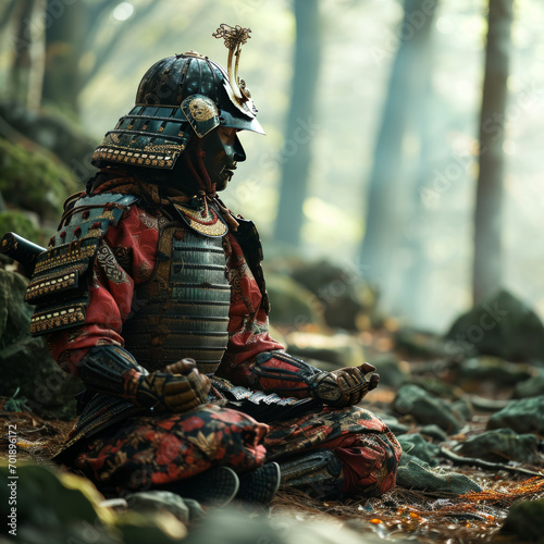 Samurai's Meditative Moment photo