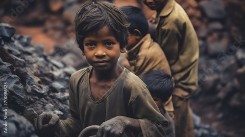 Children In Third World Country Working (Generative AI). photo