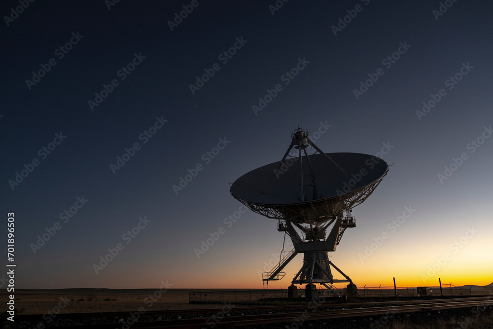 4K Ultra HD Image of Single Satellite Dish Antenna Against Sunset Sky