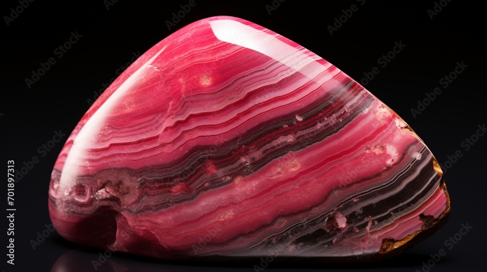 An ultra HD 4K image of a polished, 8K rhodonite gemstone with its delicate pink and black hues An ultra HD 4K image of a polished, 8K rhodonite gemstone with its delicate pink and black hues