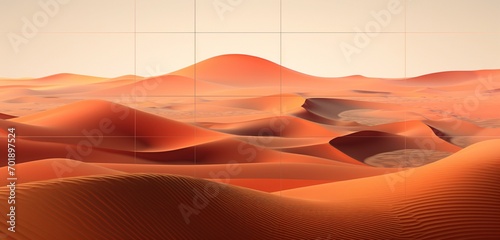 Abstract digital pixel design of a desert landscape in sandy and orange hues on a 3D wall  depicting abstract digital pixel design