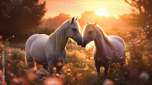 A display of tenderness among beautiful horses