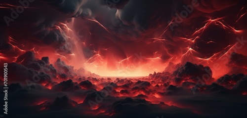 Luminous neon light design with dark red and white swirling clouds on a cloudy 3D texture