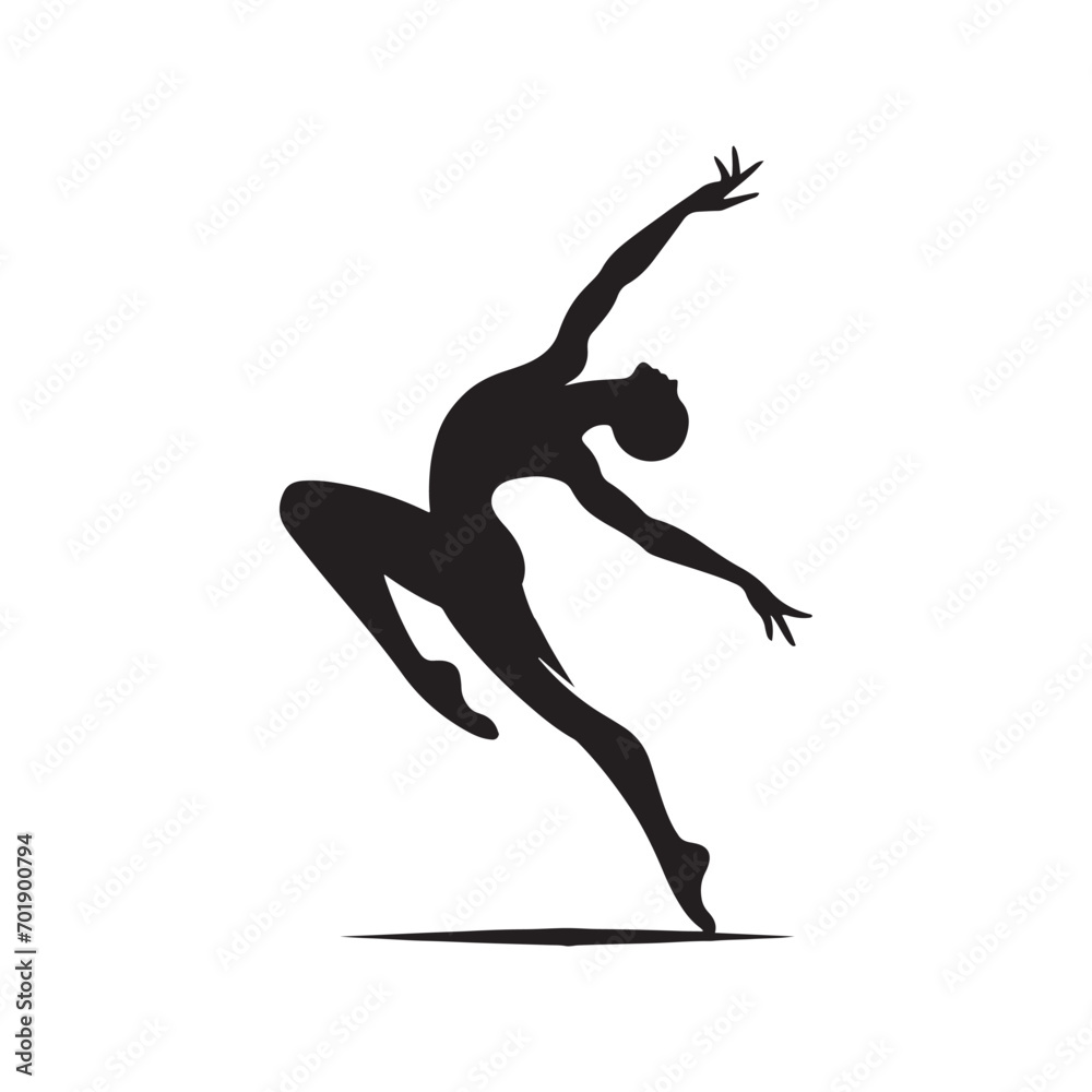 Black Vector Dancing Silhouette - Expressive Dance Pose in Striking Silhouette
