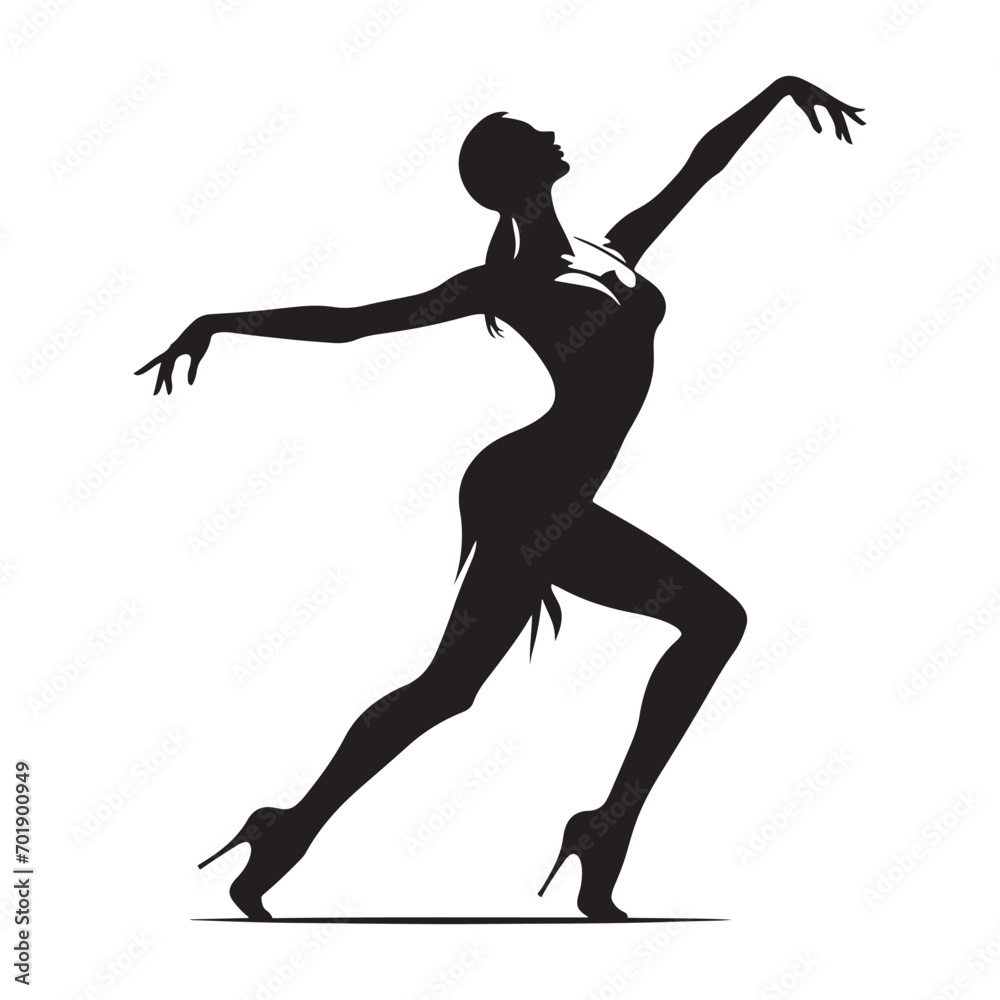 Dynamic Dancer Silhouette - Striking Black Vector Artwork of an Energetic and Captivating Dancing Figure

