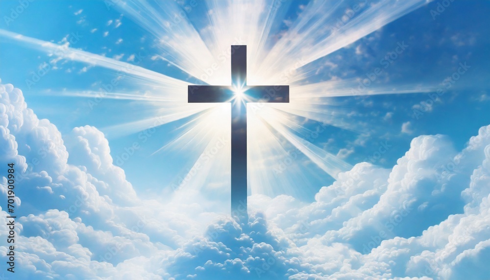 Fototapeta premium Christian Cross - Symbol of Christianity - Mourn or Funeral Background - Crucifixion of Jesus Christ