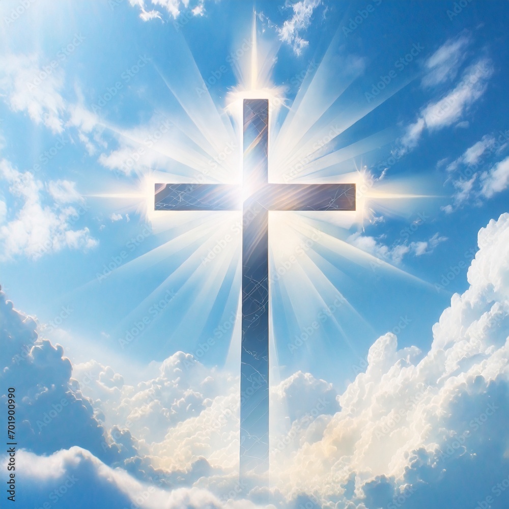 Christian Cross - Symbol of Christianity - Mourn or Funeral Background - Crucifixion of Jesus Christ