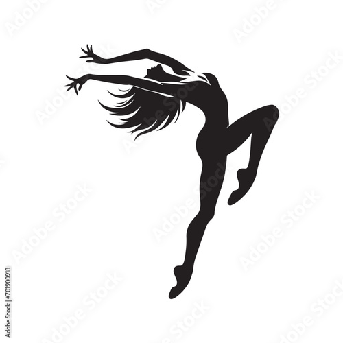 Dancer's Silhouette Black Vector - Elegance and Movement in a Captivating Dance Pose 