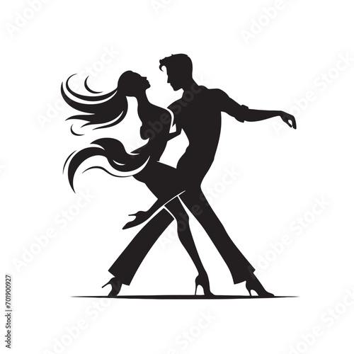 Dancing Silhouette in Black Vector - Graceful Dancer's Pose in Stunning Silhouette 