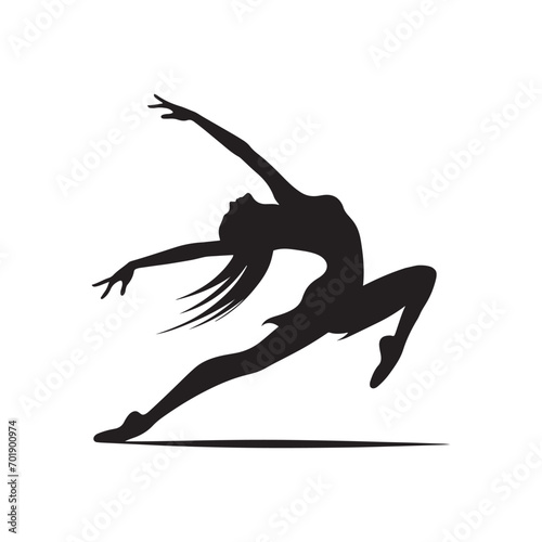 Black Vector Dancer Silhouette - Dynamic and Striking Illustration of a Captivating Dancing Figure 