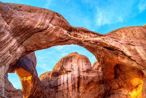 Double Arch Splendor: 4K Ultra HD View at Arches National Park, Utah, USA