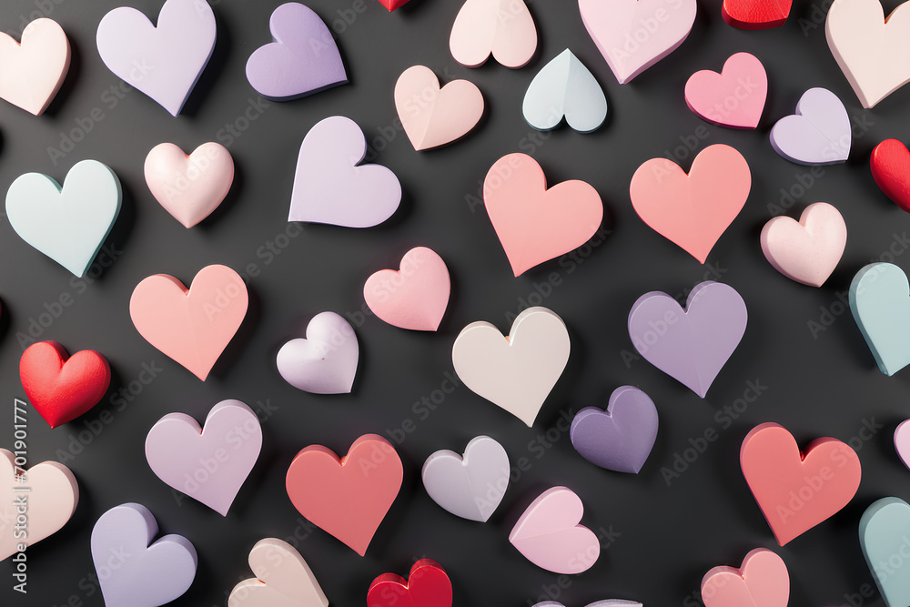 seamless pattern with hearts on a balck background, valentines day banner	