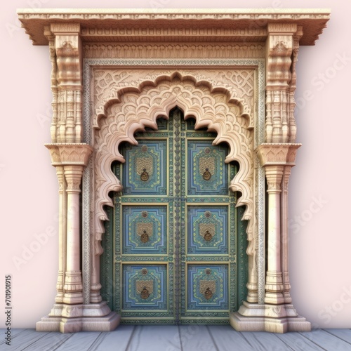 Door Design Indian and Arabic Style Red Pink Peach Golden Yellow Pink Background Color LED Wall VJ Created with Generative AI Technology