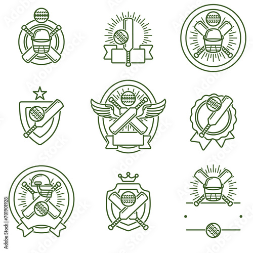 Cricket and soccer label and icon set. Collection icons cricket. Vector