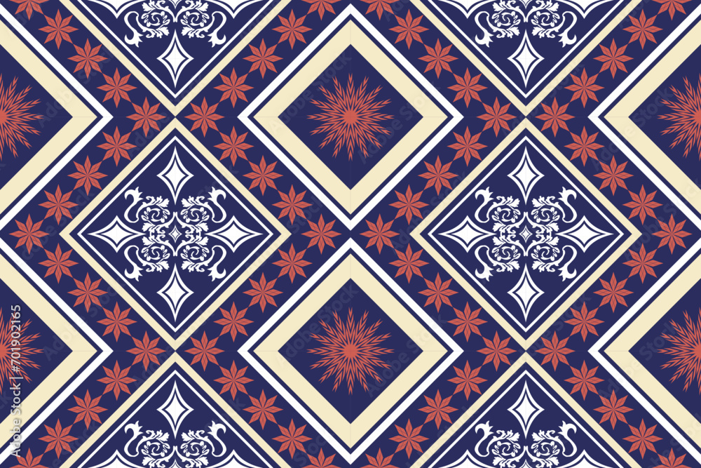 Ethnic Figure aztec embroidery style. Geometric ikat oriental traditional art pattern.Design for ethnic background,wallpaper,fashion,clothing,wrapping,fabric,element,sarong,graphic,vector illustration