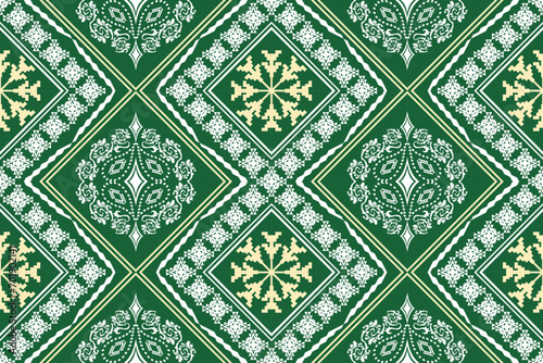 Ethnic Figure aztec embroidery style. Geometric ikat oriental traditional art pattern.Design for ethnic background,wallpaper,fashion,clothing,wrapping,fabric,element,sarong,graphic,vector illustration