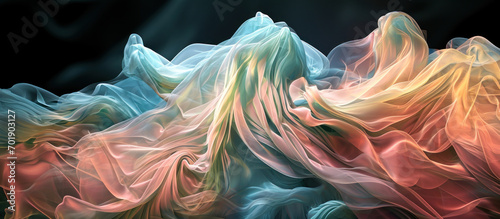 An abstract image of a silk fabric in an ombre gradient of pale pastel light colors 