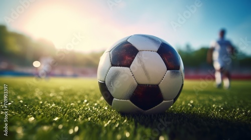 Unbranded Soccer Player in Stadium Kick Scene