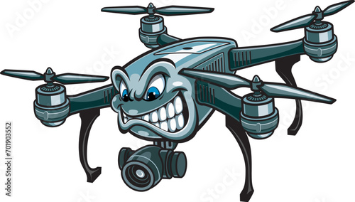 Cartoon style unmanned aerial vehicle drone photo