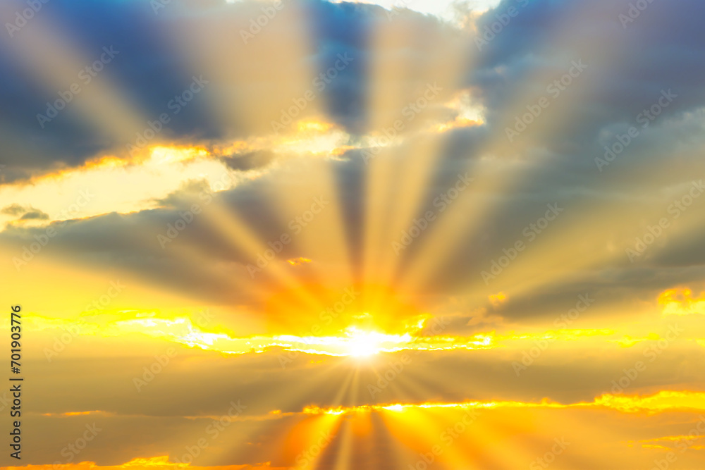 Sunset sky with sunset clouds, sun rays and dramatic sky Sunset sky with sunset clouds, sun rays and dramatic sky